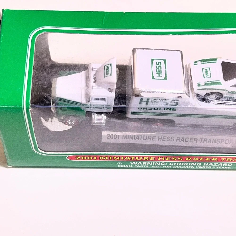 Hess 2001 Miniature Racer Transport White Green Toy Truck Set‎ Original Box
